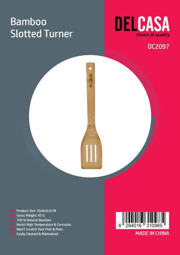 display image 8 for product Bamboo Slotted Turner, Natural Bamboo Spoon, DC2097 | Resist High Temperature & Corrosion | Won't Scratch Your Pots & Pans | Can be used for Flipping, Frying, Serving, Cooking