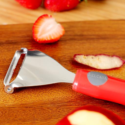 display image 1 for product Stainless Steel Triangle Peeler, DC2132 | Sharpe Stainless Steel Blade | Peeler With Non-Slip Handles For Apples, Carrots, Cucumbers, Potato & More