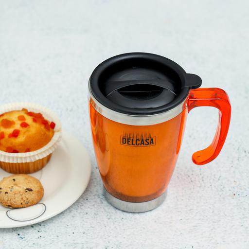14oz Coffee Mug With Sliding Lid - Powder Coated Orange