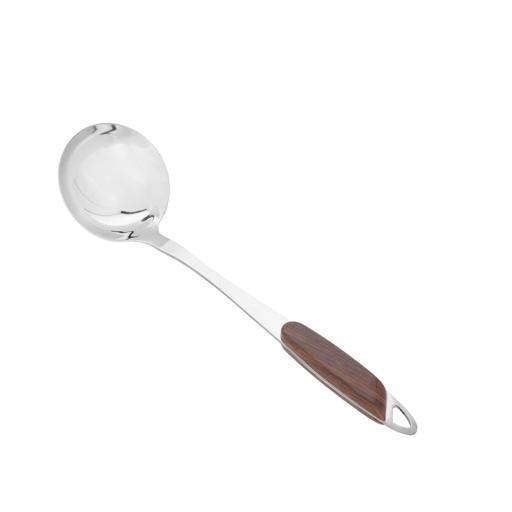 display image 4 for product Stainless Steel Soup Ladle, Wood Finish Handle, DC2146 | Dishwasher Safe | Elegant Design | Dinner Cutlery/Crockery Utensil | Ideal For Soup, Soup, Desserts & More