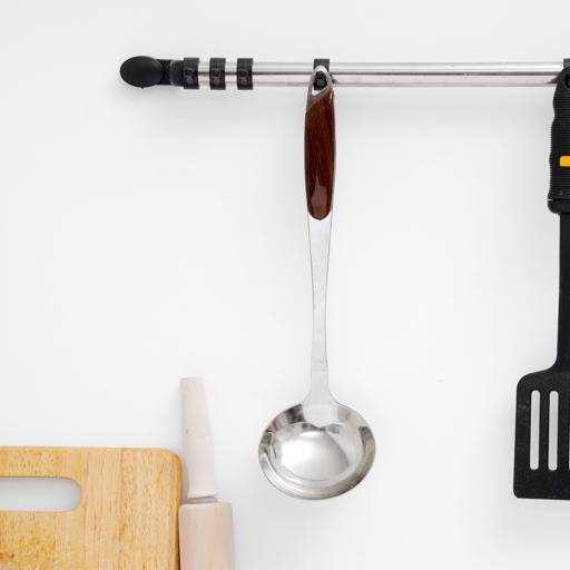 display image 1 for product Stainless Steel Soup Ladle, Wood Finish Handle, DC2146 | Dishwasher Safe | Elegant Design | Dinner Cutlery/Crockery Utensil | Ideal For Soup, Soup, Desserts & More