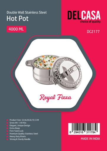 display image 8 for product Double Wall Stainless Steel Hot Pot, 4000ml Hot Pot, DC2177 | Firm Twist Lock | Strong Handles | Steel Serving Pot, Steel Chapati Storage Box, Roti Serving Pot