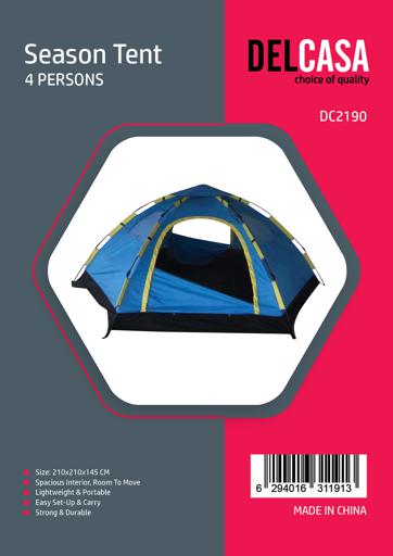 display image 11 for product Season Tent 4 Person, Backpacking Tent, DC2190 | For 3 Season Waterproof, Lightweight, Practical Storage Space | Multiple Uses | Portable Windproof Double Layer for Cycling Hiking Camping