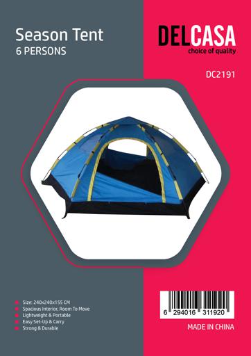 display image 11 for product Season Tent 6 Person, Backpacking Tent, DC2191| For 3 Season Waterproof, Lightweight, Practical Storage Space | Multiple Uses | Portable Windproof Double Layer for Cycling Hiking Camping
