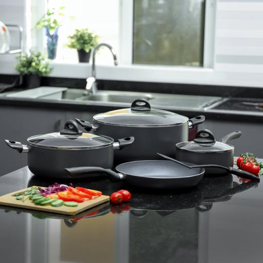 display image 1 for product Delcasa 8Pcs Marble Coated Non Stick Cookware Set