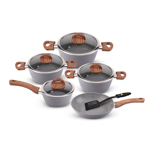 display image 0 for product Delcasa 10Pcs Marble Coated Non-Stick Cookware Set