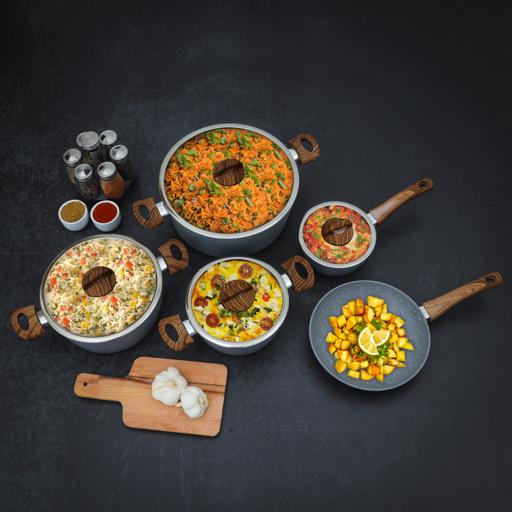 display image 2 for product Delcasa 10Pcs Marble Coated Non-Stick Cookware Set