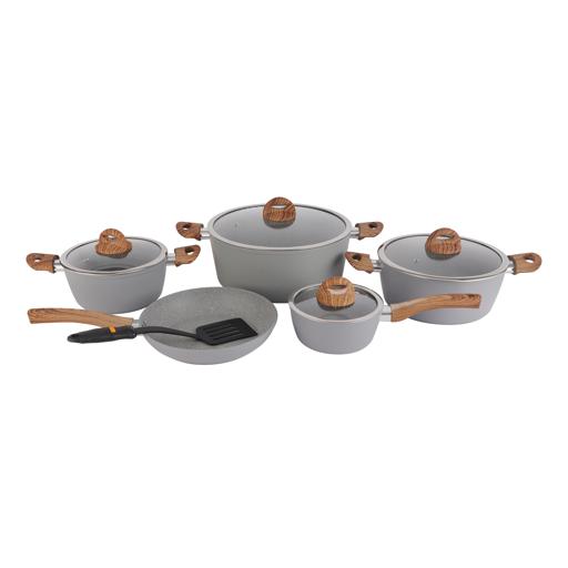 Hot Chef 10-Pcs Aluminium Marble Coating Nonstick Kitchenware