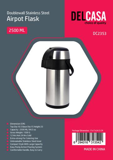 5LTR THERMOS AIRPORT FLASK PUMP ACTION VACUUM THERMAL STAINLESS STEEL NEW