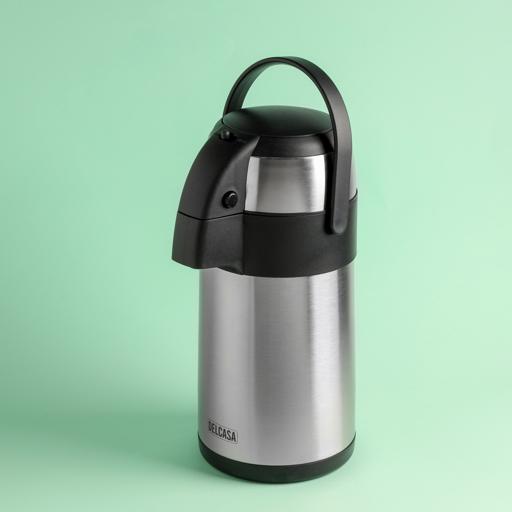 display image 2 for product Double Wall Stainless Steel Airpot Flask, 3000ml, DC2354 | Coffee Heat Insulated Thermos for Keeping Drinks Hot for 12hrs & Cold for 24hrs | Pump Action Pouring System