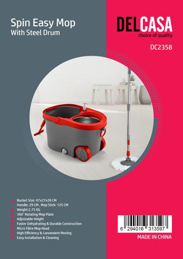 display image 16 for product Spin Easy Mop with Steel Drum, Microfiber Mop Head, DC2358 | 360 Rotating Mop Plate | Adjustable Height | Ideal for Use in Mopping the Kitchen, Bathroom, Lobby, Car, Bedroom