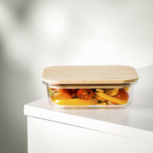 Rectangle Glass Containers with Bamboo Lid