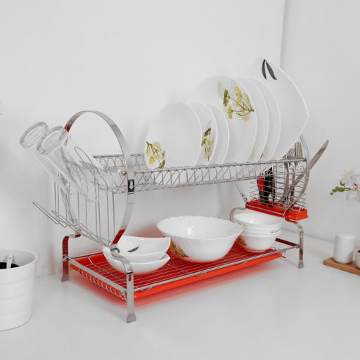 Dish Rack Dish Drying Rack Kitchen Dish Rack Tableware Bowl Chopstick  Storage Box Plastic Household Drainer Large Lid Double Layer Container Dish