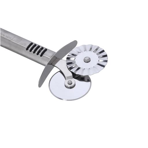 Kitchen Portable Double Roll Pizza Stainless Steel Knife Pasta