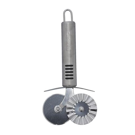 display image 0 for product Double Stainless Steel Pizza Cutter with TRP Handle, DC2423 | Multi-Use Pastry Slicer | Elegant Design, Hassle Free Construction | Highly Durable Food Grade Material