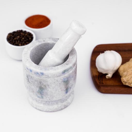 display image 2 for product Marble Grinding Bowl, Durable Marble Hand Mixer, DC2453 | Marble Pestle and Mortar Set | Ideal for Herbs, Spices, Ginger, Garlic Grinder & Crusher