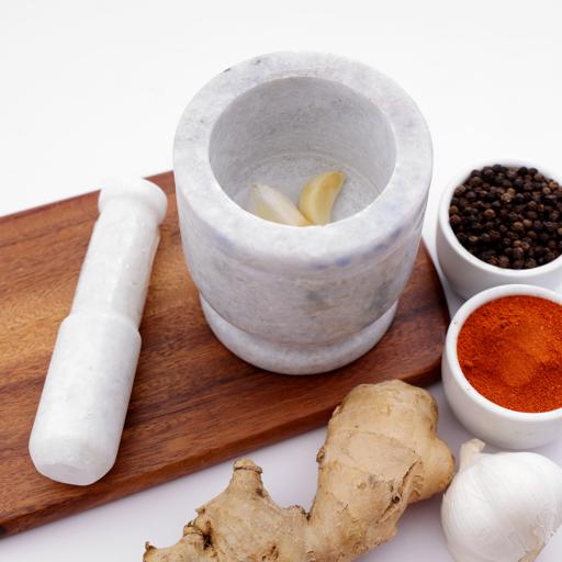 display image 3 for product Marble Grinding Bowl, Durable Marble Hand Mixer, DC2453 | Marble Pestle and Mortar Set | Ideal for Herbs, Spices, Ginger, Garlic Grinder & Crusher