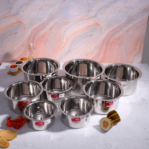 8Pcs Stainless Steel Indian Pan with Lid