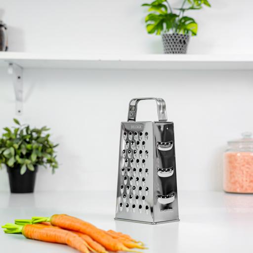 display image 1 for product 4 Side Grater, 9" Stainless Steel Grater, DC2456 | Slicer/ Chopper/ Zester for Vegetables Cheese Chocolate | Kitchen Functions for Coarse, Medium, Micro-Grating/ Zesting/ Slicing