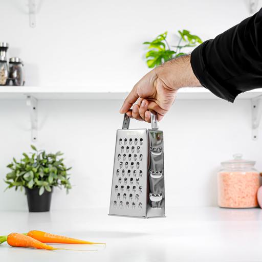 display image 3 for product 4 Side Grater, 9" Stainless Steel Grater, DC2456 | Slicer/ Chopper/ Zester for Vegetables Cheese Chocolate | Kitchen Functions for Coarse, Medium, Micro-Grating/ Zesting/ Slicing