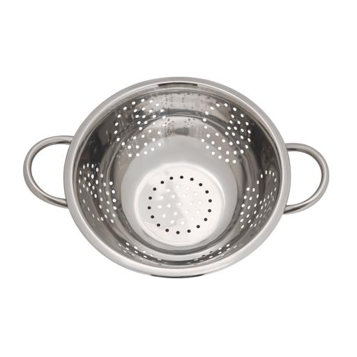 display image 7 for product Stainless Steel Strainer Basket, 24cm Strainer, DC2481 | Micro-Perforated Strainer with Riveted Handle & Footed Design | Colanders for Pasta/ Noodles/ Vegetable/ Spaghetti/ Fruit