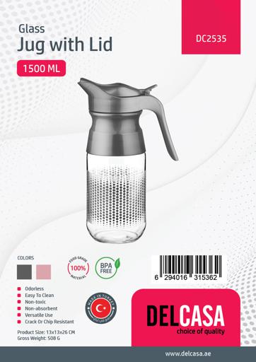 display image 11 for product Glass Jug with Lid, 1500ml BPA-Free Water Jug,  DC2535 | Lightweight & Transparent | Odourless & Crack or Chip Resistant | 100% Food Grade Material | Versatile Use