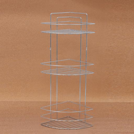 display image 3 for product Bathroom Corner Shelf, 3 Tier Shelf, DC2624 | Bathroom Accessory with 3 Baskets | Bathroom Shelves Made of Rust-Resistant Chrome Plated Iron for Shampoo, Soap or Towels