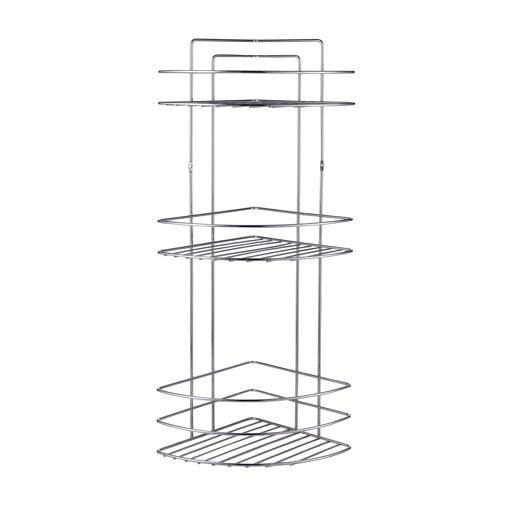 display image 4 for product Bathroom Corner Shelf, 3 Tier Shelf, DC2624 | Bathroom Accessory with 3 Baskets | Bathroom Shelves Made of Rust-Resistant Chrome Plated Iron for Shampoo, Soap or Towels