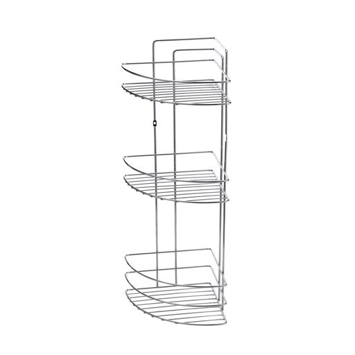 display image 6 for product Bathroom Corner Shelf, 3 Tier Shelf, DC2624 | Bathroom Accessory with 3 Baskets | Bathroom Shelves Made of Rust-Resistant Chrome Plated Iron for Shampoo, Soap or Towels