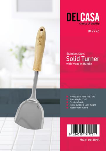 display image 9 for product Delcasa Stainless Steel Solid Turner With Wooden Handle