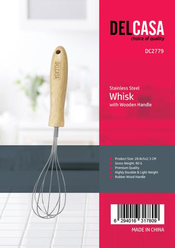 display image 7 for product Delcasa Stainless Steel Whisk  With Wooden Handle