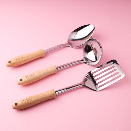 3pcs/set 304 Stainless Steel Kitchen Utensil Set, Including Soup Ladle And  Strainer