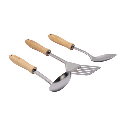 3pcs/set Stainless Steel Cooking Utensils With Wood Handle