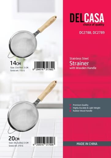 display image 8 for product Delcasa 14CM Stainless Steel Strainer With Wooden Handle