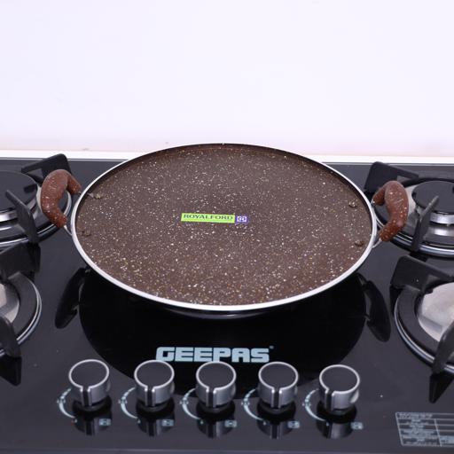 display image 1 for product Royalford Aluminium Round Tawa With Granite Finish 35Cm - Heat Resistant Handle 5 Layer Non-Stick