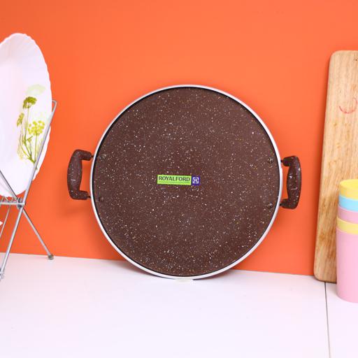 display image 3 for product Royalford Aluminium Round Tawa With Granite Finish 35Cm - Heat Resistant Handle 5 Layer Non-Stick