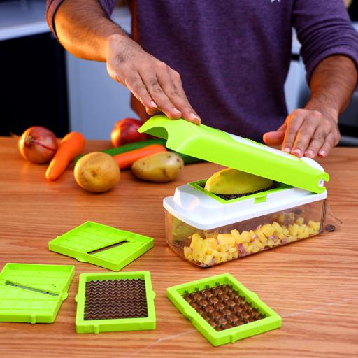 Multiple Vegetable Chopper Dicer, Onion Chopper, 12 in 1 Hand Held Food and  Fruit Chopper,Adjustable Veggie Mandoline Slicer with 7 Durable Stainless  Steel Blades