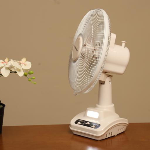 display image 2 for product Olsenmark Rechargeable Oscillating Fan, 12 Inch - 5 Leaf Pp Blades - Led Night Light - Mobile Charging