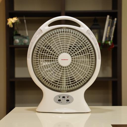 display image 4 for product Olsenmark Desktop Rechargeable Fan With Led, 12 Inch - 2 Speed Setting - Lead-Acid Battery - Usb