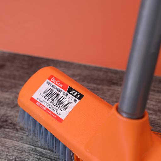 display image 1 for product Delcasa Broom With Pvc Coated Wooden Handle - Indoor Sweeping Broom Brush - The Perfect Indoor