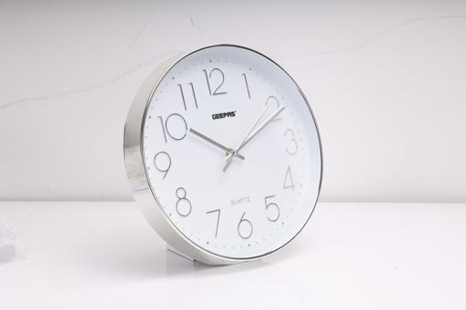 display image 2 for product Geepas Wall Clock - Silent Non-Ticking, Arabic Numeral Clock, Round Decorative Wall Clock