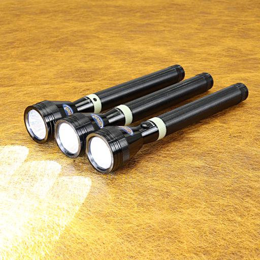 display image 1 for product Geepas 3 In 1 Family Pack Rechargeable Led Flashlight - Hyper Bright White 2000M Range Portable