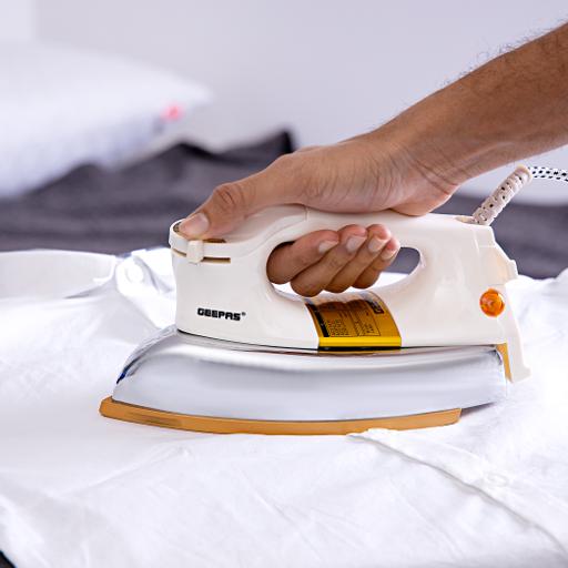 display image 3 for product Geepas GDI23011 1200W Heavy Weight Dry Iron - Teflon Plated Sole Plate, Durable| Auto Shut Off, Temperature Setting Dial | 2 Years Warranty