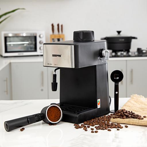 display image 3 for product Cappuccino Maker, Automatic Pressure Release, GCM6109 | 4 Cup Stainless Steel Filters  | Control Knob with Indicator Lights | 240ml Aluminium Water Tank | Makes Cappuccino & Espresso
