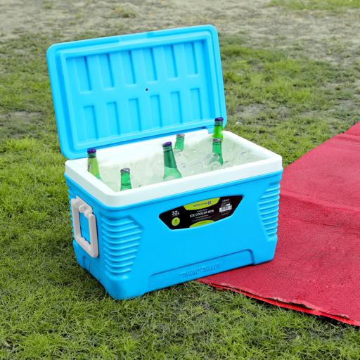 display image 3 for product Insulated Ice Cooler Box, 32L Portable Ice Chest, RF10479 | 3 Layer PP-PU-HDPE | Premium Quality Polymer | Thermal Insulation | Camping Cooler Ice Box for BBQs, Outdoor Activities