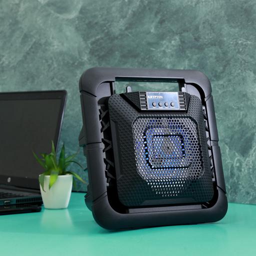 display image 2 for product Krypton Rechargeable Portable Speaker - Comfortable Handle | USB, FM, Mic, Bluetooth & Remote | LED Disco Light, 1800 Mah Battery | Party Speaker | Ideal for Indoor & Outdoors