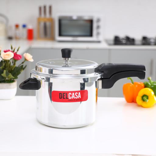 display image 2 for product Delcasa 5L Aluminium Pressure Cooker - Lightweight & Durable Home Kitchen Pressure Cooker With Lid