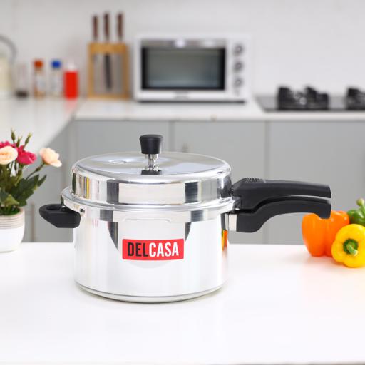 display image 1 for product Delcasa 7.5L Aluminium Pressure Cooker - Lightweight & Durable Home Kitchen Pressure Cooker With Lid