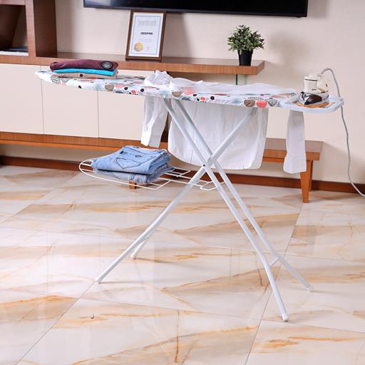 display image 1 for product Ironing Board with Steam Iron Rest, RF1965IB | Heat Resistant | Contemporary Lightweight Iron Board with Adjustable Height and Lock System (White & Blue)
