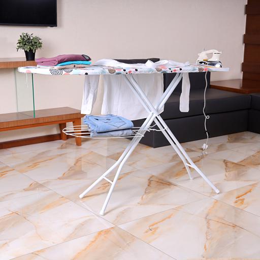 display image 4 for product Ironing Board with Steam Iron Rest, RF1965IB | Heat Resistant | Contemporary Lightweight Iron Board with Adjustable Height and Lock System (White & Blue)